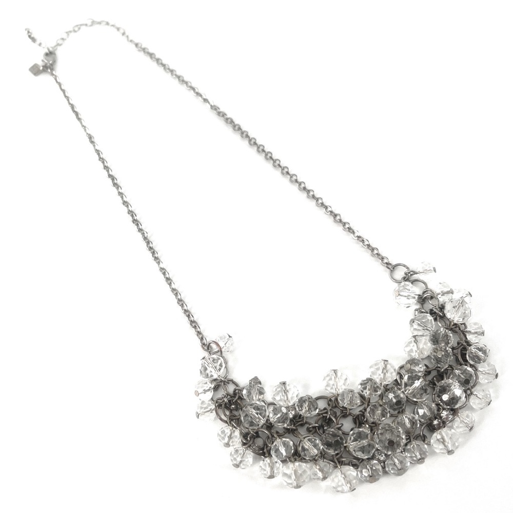 Banana Republic Silver & Clear Bead Chain Link Necklace